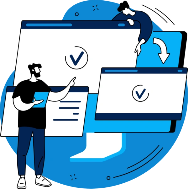 Illustration representing KaSocius custom software development services tailored for scalable and integrated business solutions